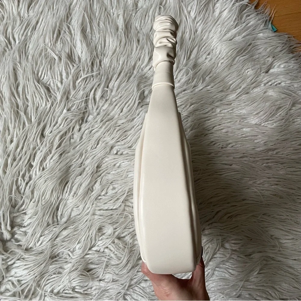 Sinbono Vegan Faux Lambskin Leather Ava Ivory Scrunch Handle Hobo Bag One Size